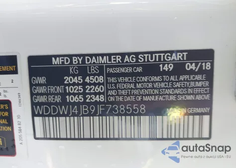 2018 Mercedes-Benz C 300 из США, поврежденный, VIN WDDWJ4JB9JF738558